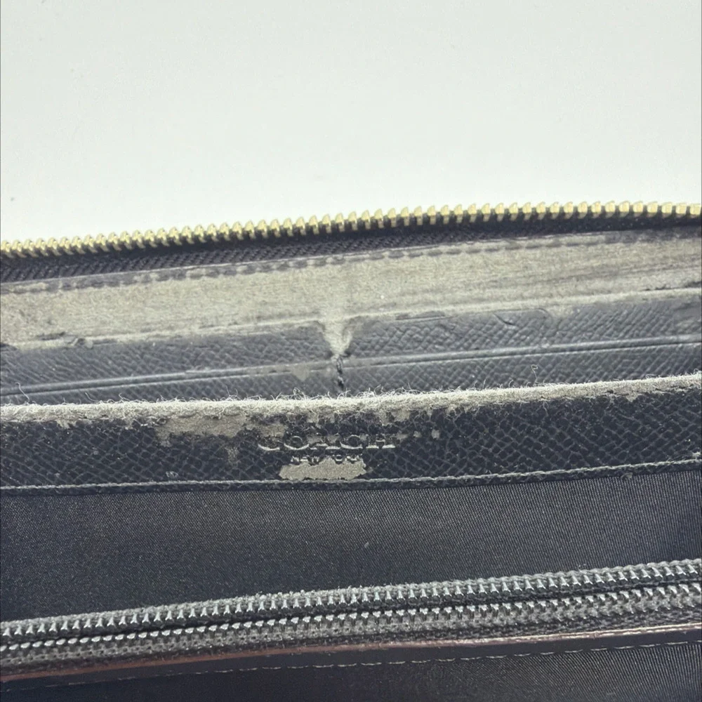 Coach Zip Around Grey Leopard Print Coated Canvas Wallet - Picture 7 of 8